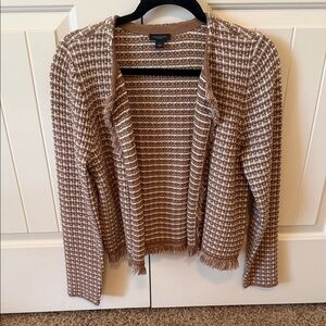Ann Taylor Brown and White Houndstooth Cardigan